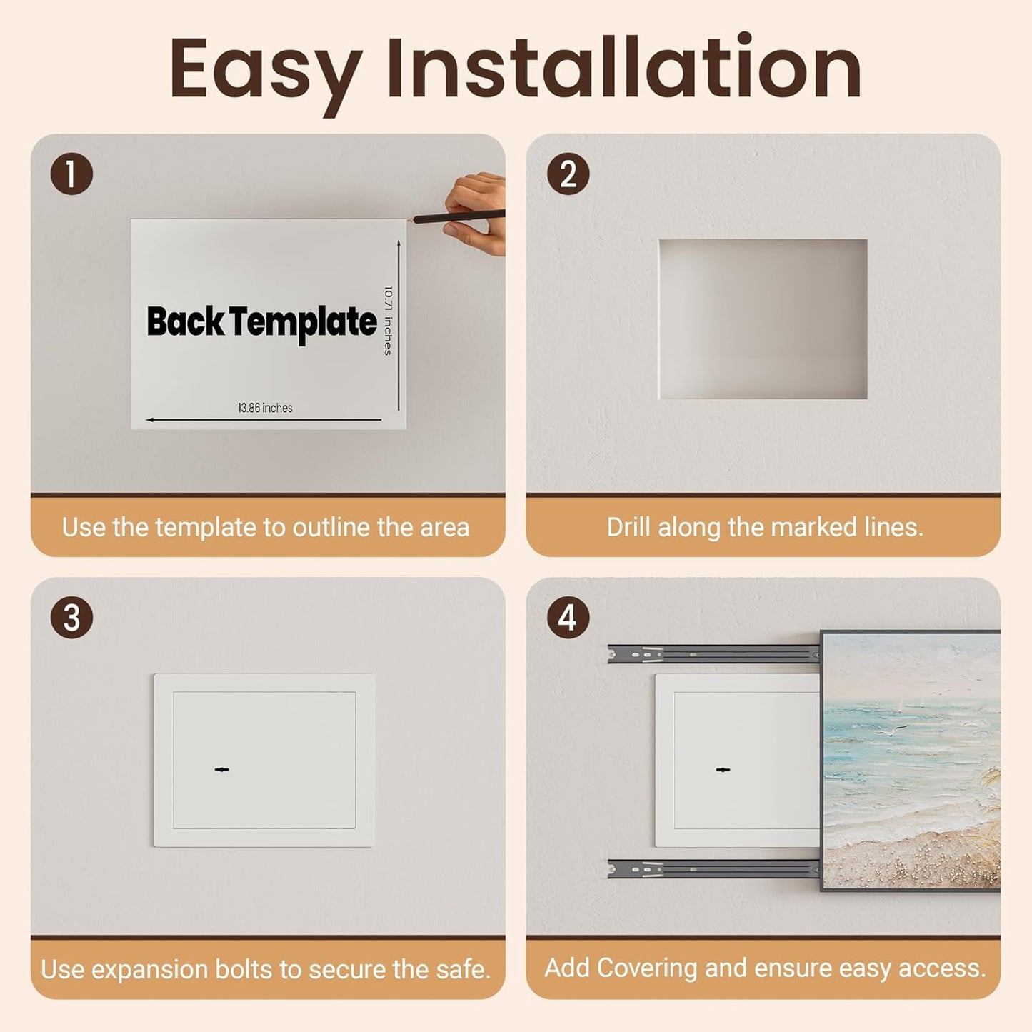 Small Hidden In Wall Safe (White)