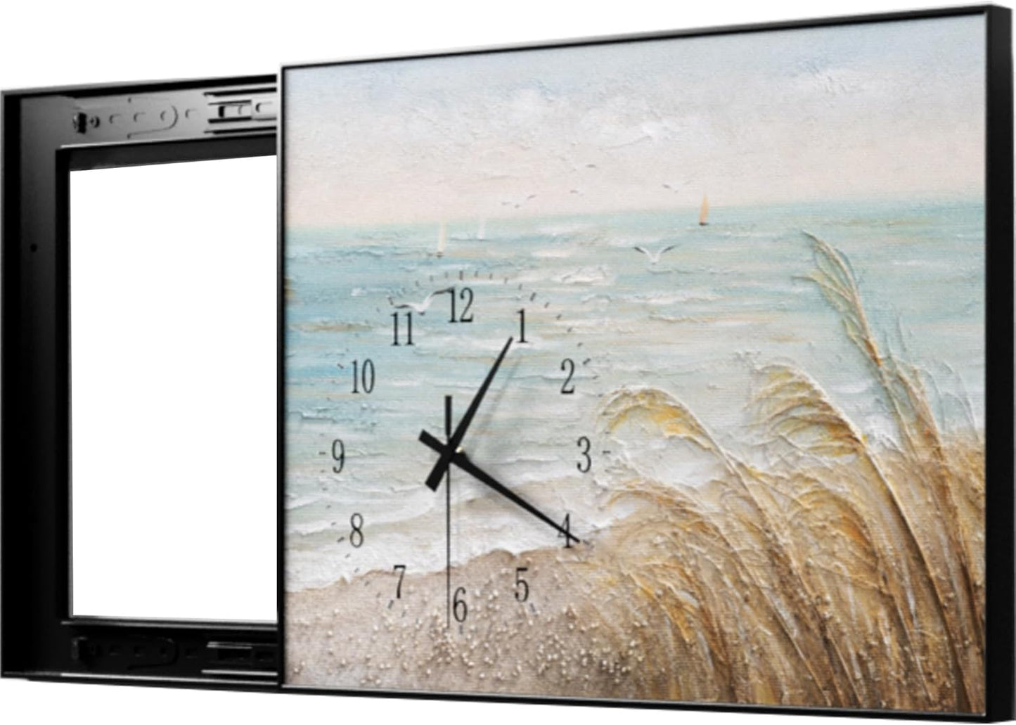 Small Wall Safe with Sliding Clock Picture Frame