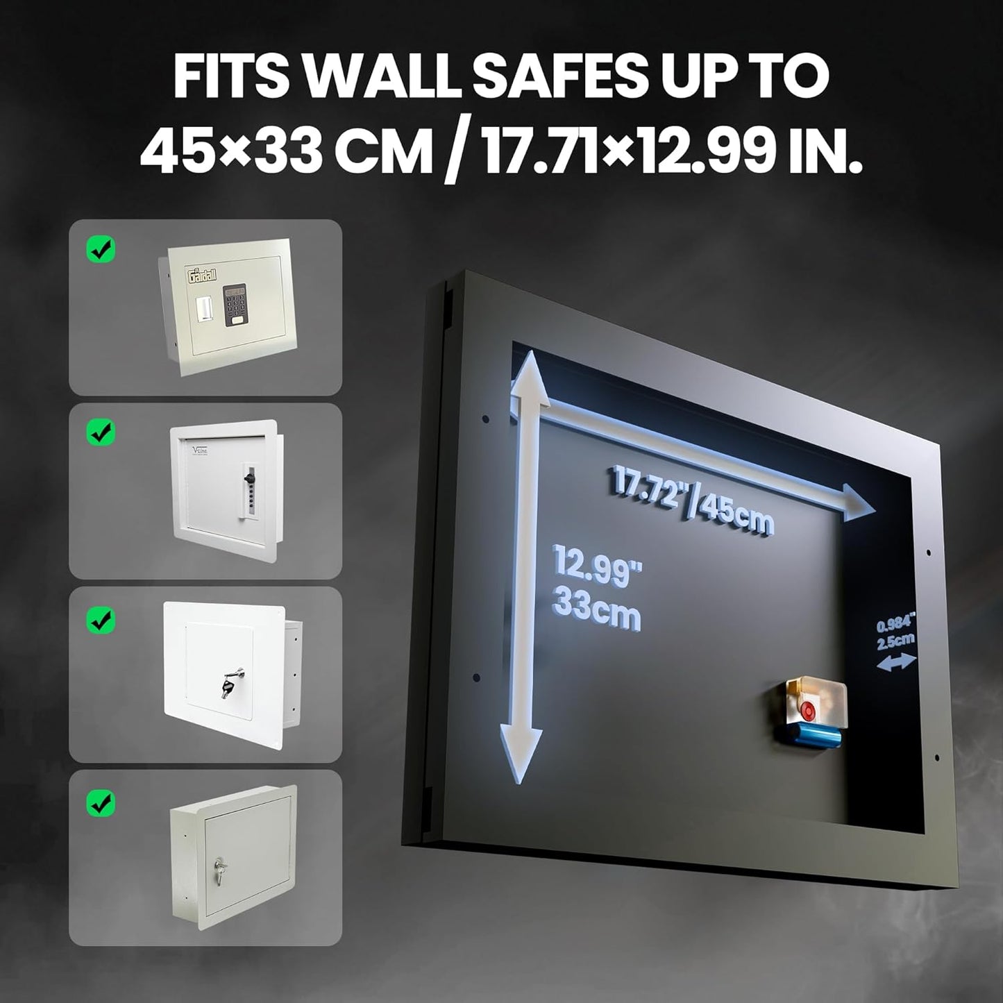 Small Wall Safe with Sliding Clock Picture Frame