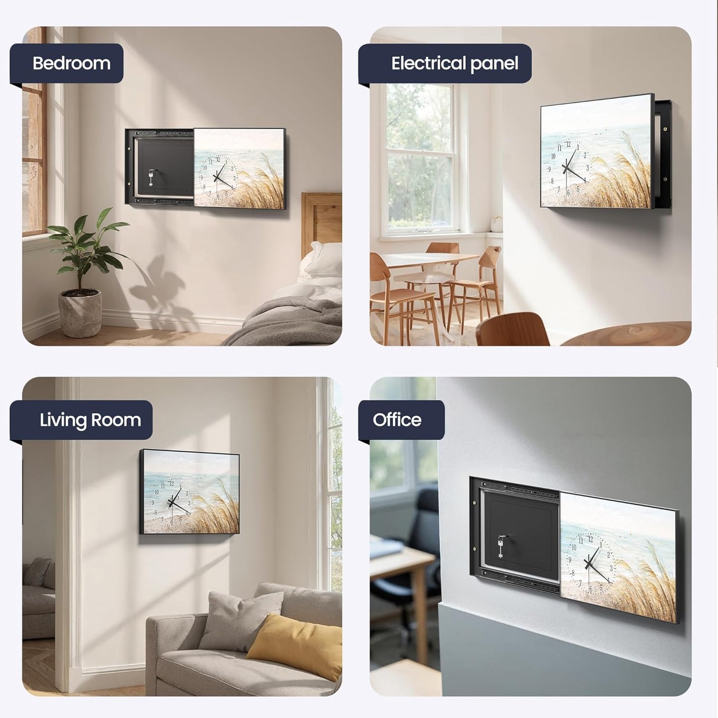 Small Wall Safe with Sliding Clock Picture Frame