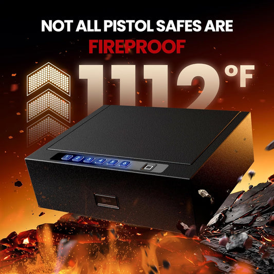 Fire-Resistant Handgun Safe, 16.5LB Heavy-Duty Pistol Vault with Gypsum Layer