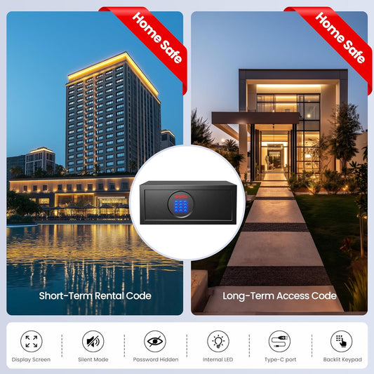 Hotel Safe Box with Administrator Password, Laptop Safe for college dorm room (14.46"D x 16.78"W x 6.99"H - 23.9 lb)