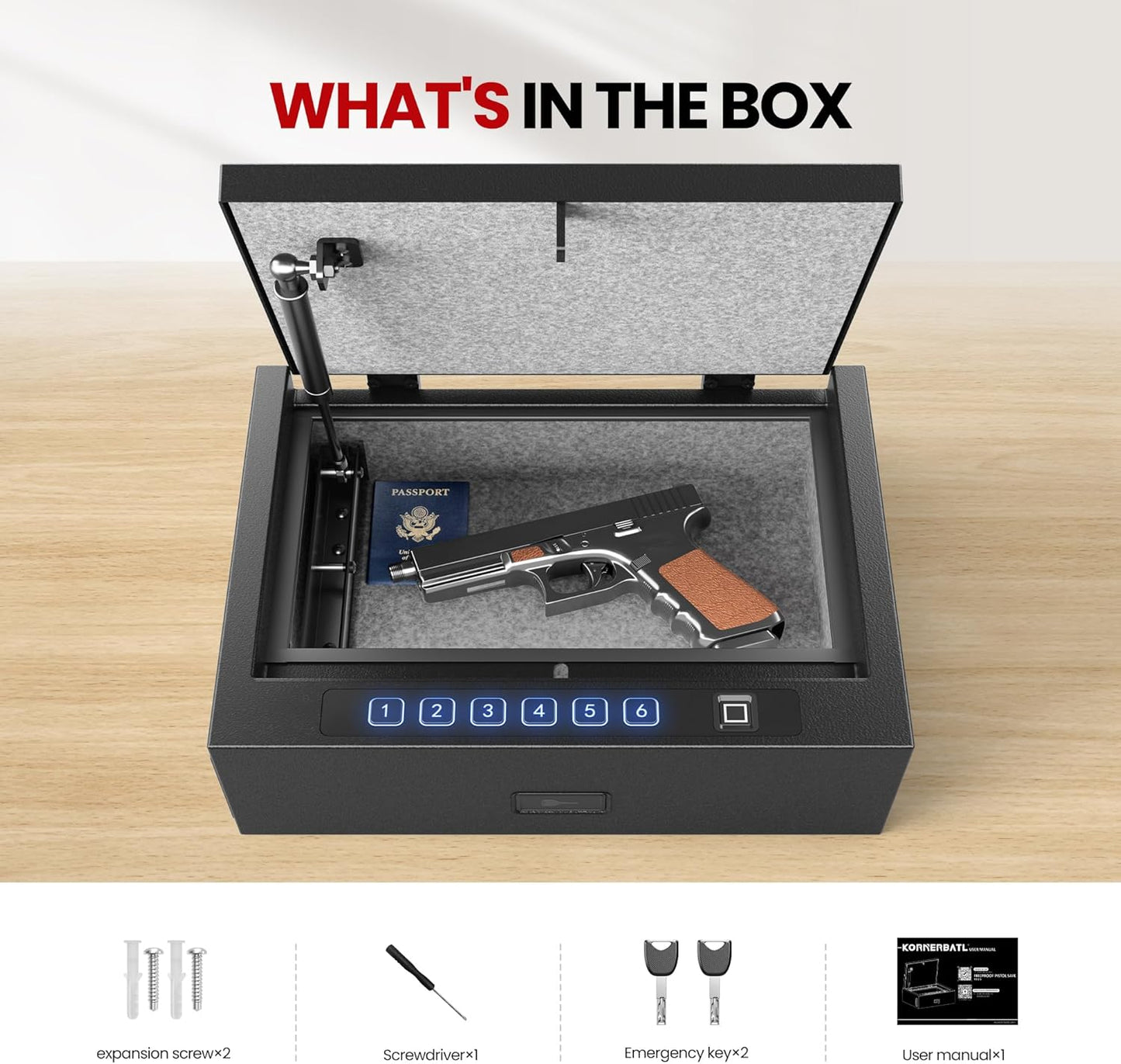 Fire-Resistant Handgun Safe, 16.5LB Heavy-Duty Pistol Vault with Gypsum Layer