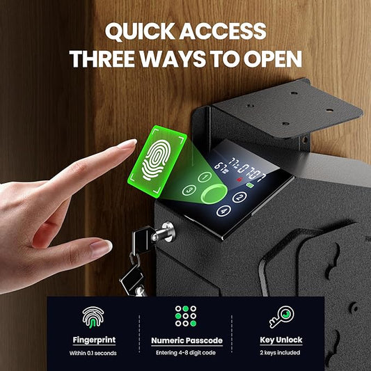 Quick Access Biometric Bedside Gun Safe for handgun