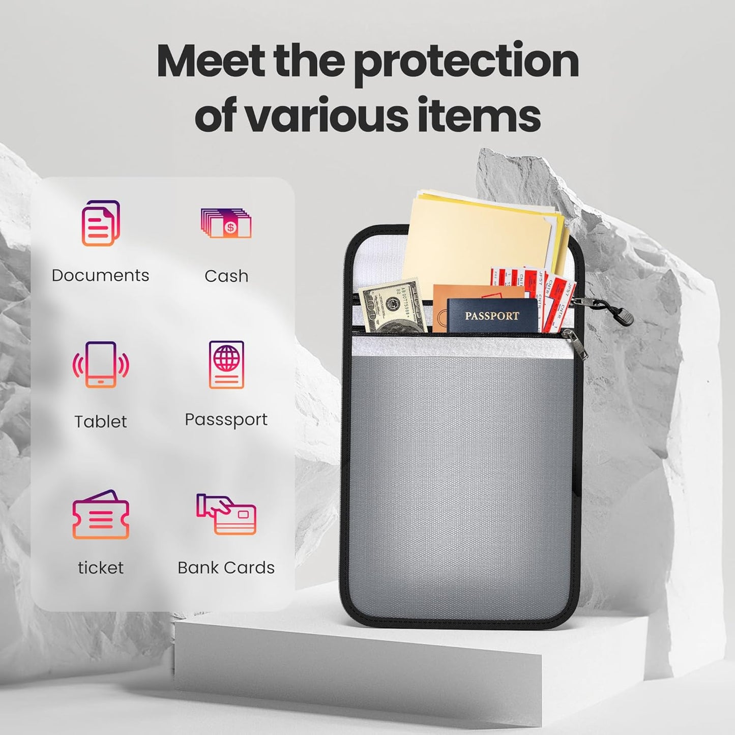 2000℉ 15”x 11”Waterproof Fireproof Document Bag