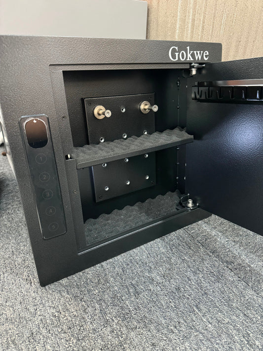 Gokwe Quick Access Wall Gun Safe with Removable Pegboard & Shelfs, Hidden Wall Safes