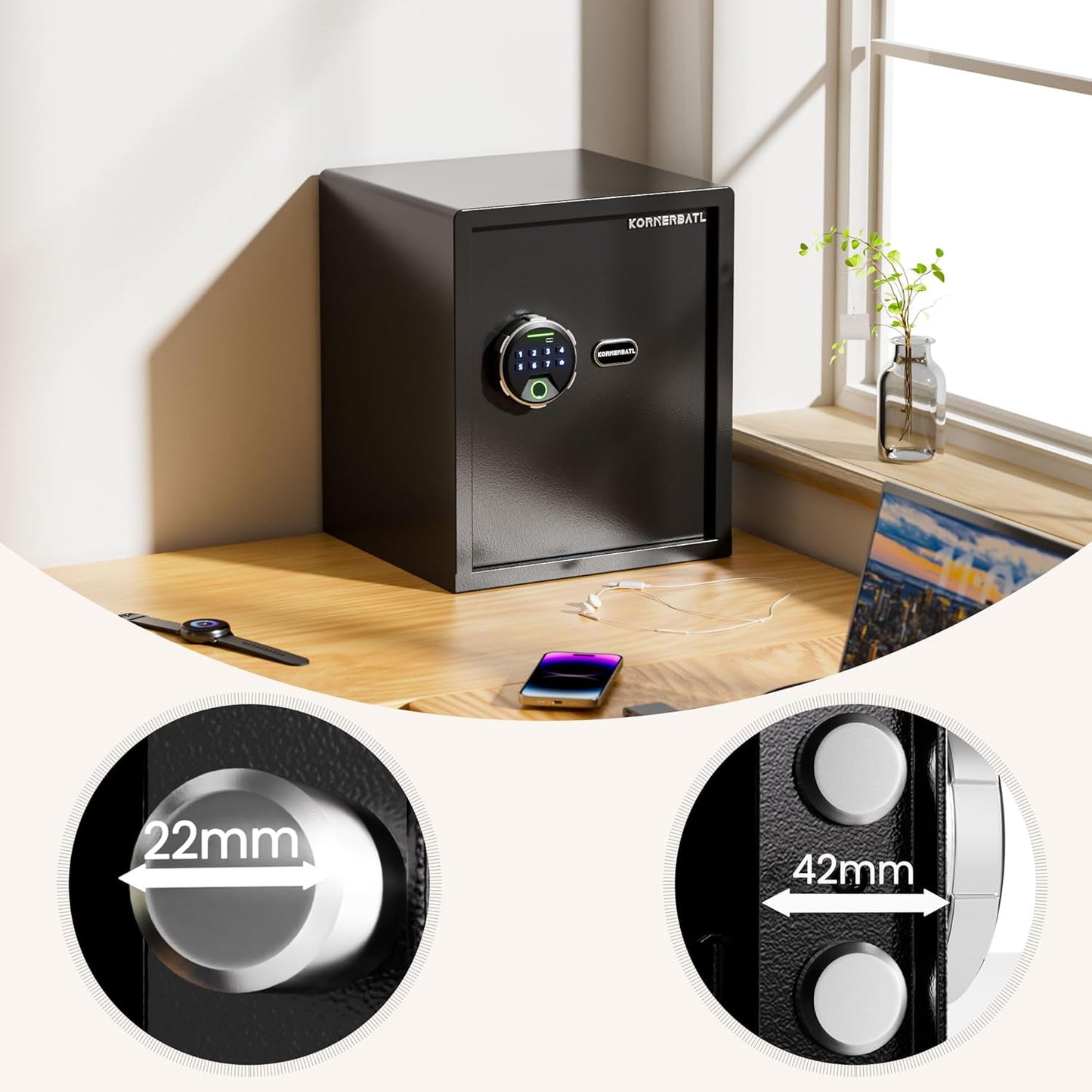 Smart Biometric Safe with Fingerprint Lock(16.54"H)