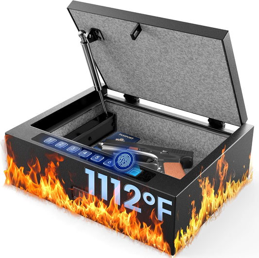 Fire-Resistant Handgun Safe, 16.5LB Heavy-Duty Pistol Vault with Gypsum Layer