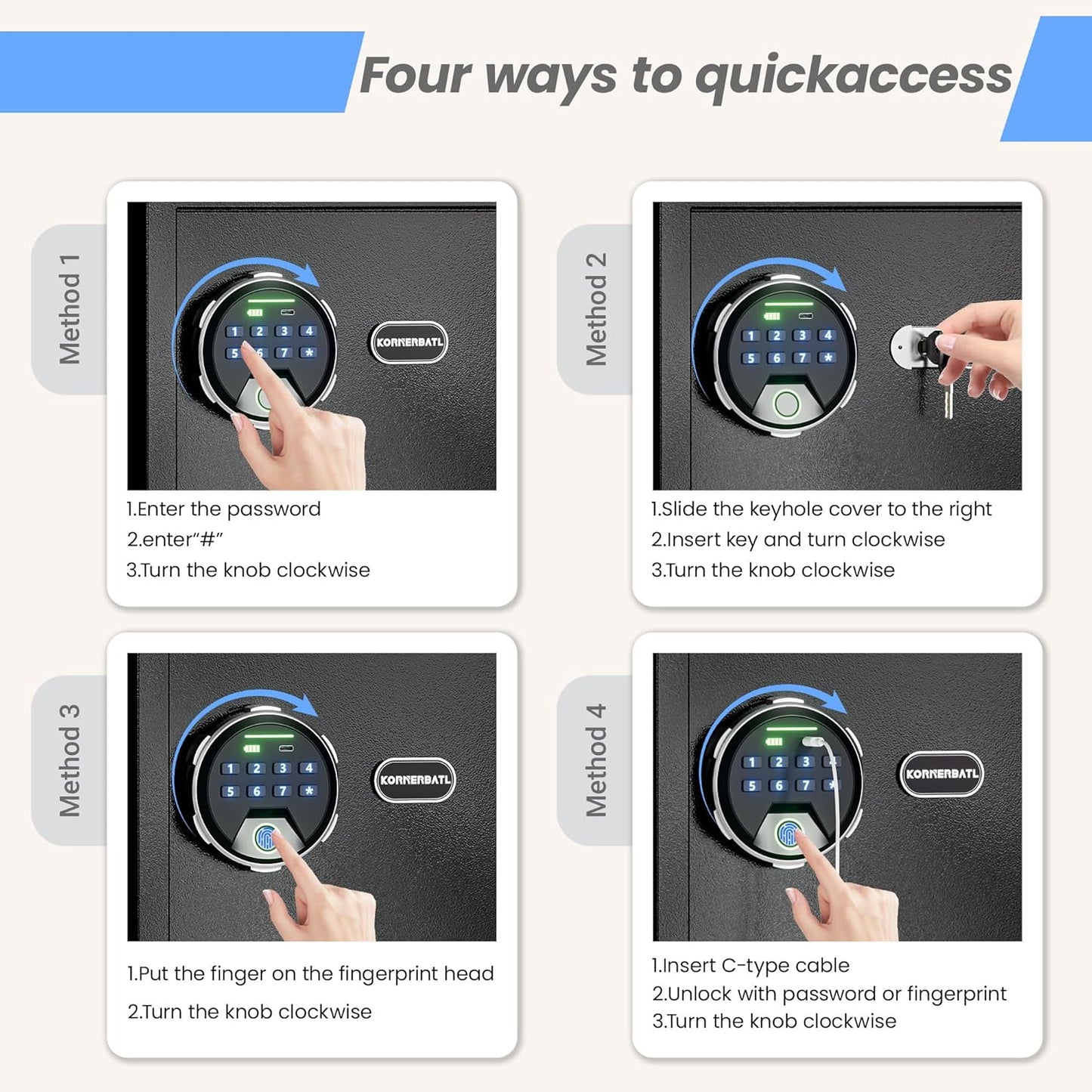 Smart Biometric Safe with Fingerprint Lock(16.54"H)