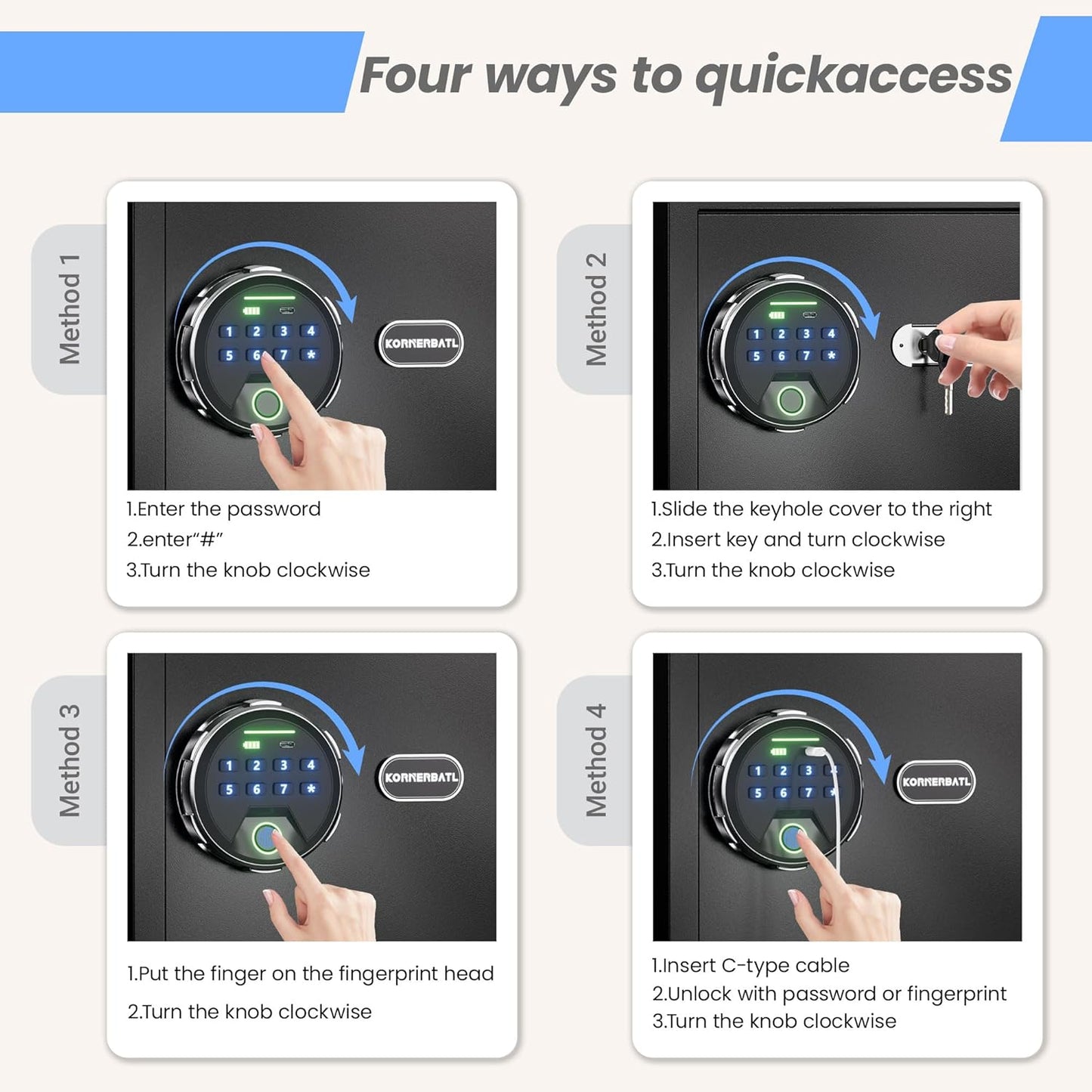 Smart Biometric Safe with Fingerprint Lock(9.84"H)